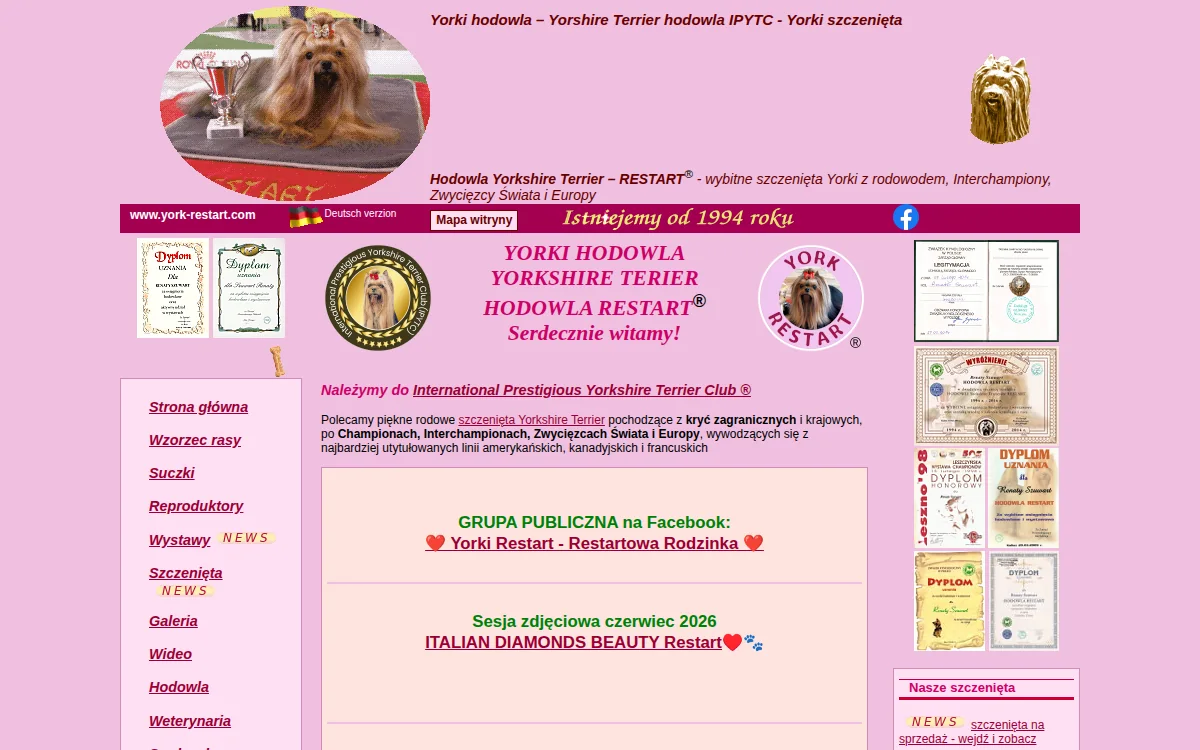 Strona hodowli RESTART przed przebudową