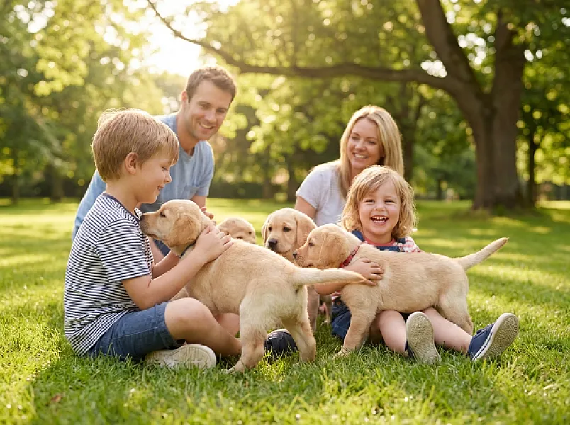 Socjalizacja szczeniąt — piknik z dziećmi w parku!